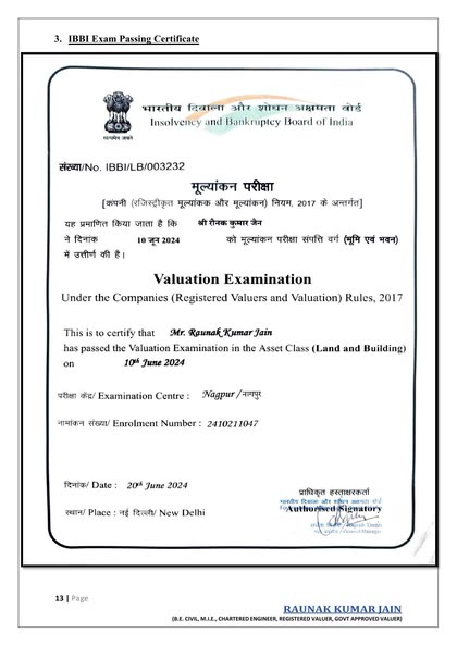 IBBI Exam Passing Certificate