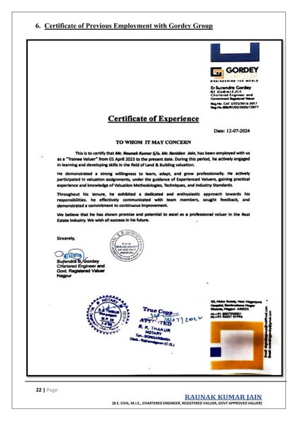 Employment Certificate — Gordey Group