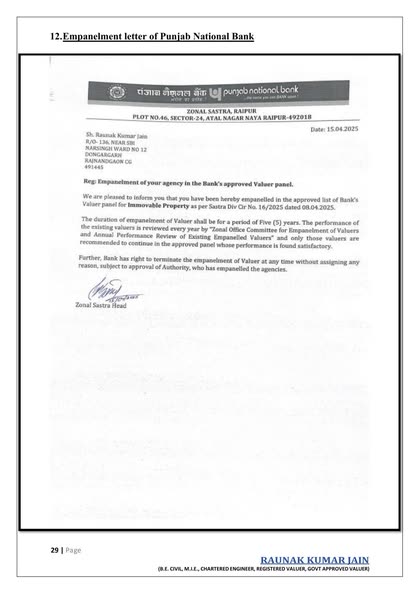 Punjab National Bank — Empanelment