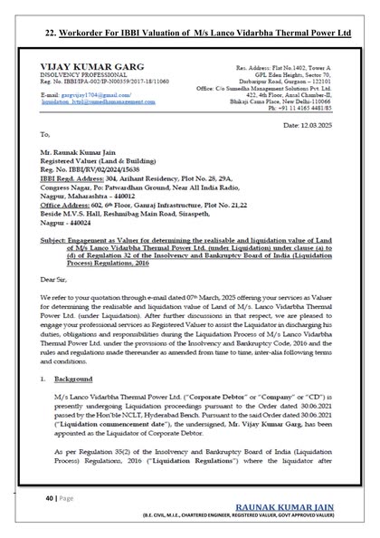 Lanco Vidarbha Thermal Power — IBBI Valuation