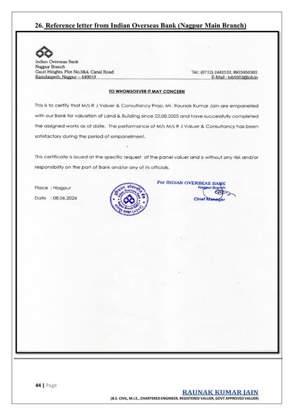 Reference — Indian Overseas Bank (Nagpur)
