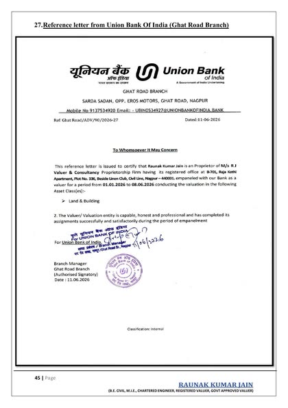 Reference — Union Bank of India (Ghat Road)
