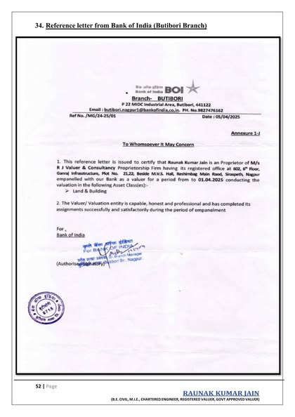Reference — Bank of India (Butibori)
